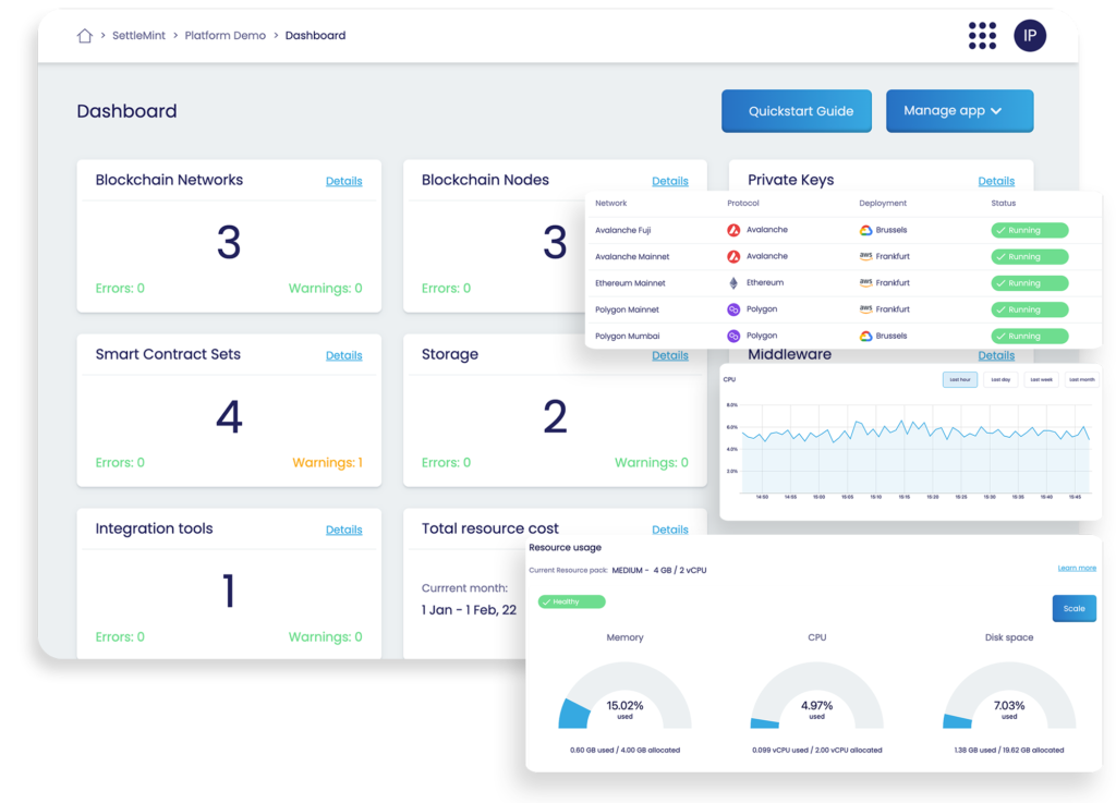 Visual of Settlemint Blockchain Monitoring Tools